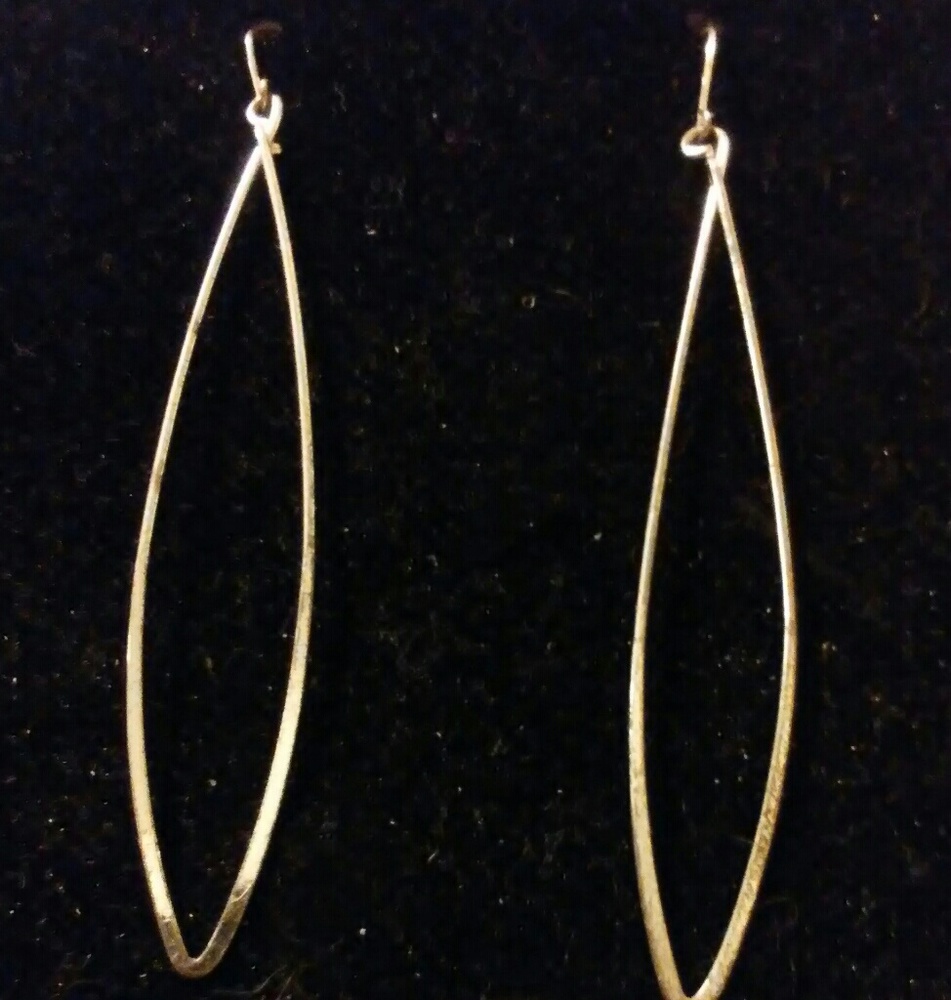 Long Dangling Silver hoop Earrings - Picture 1 of 2